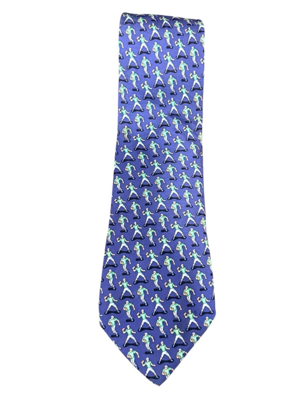Vineyard Vines Navy Football Silk Novelty Tie Handmade USA Mens Extra Long